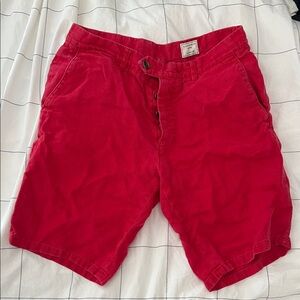Club Monaco Red Linen Flat-Front Shorts